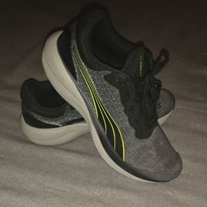 Puma Black and Gray Sneakers with Yellow Highlights